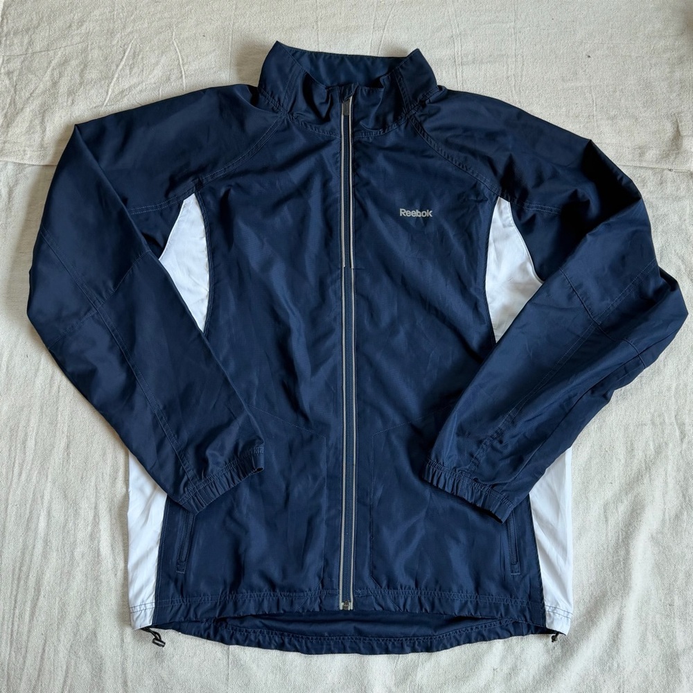 Reebok Vintage Sample Windbreaker Jacket Navy White Vector Logo Men’s M Rare